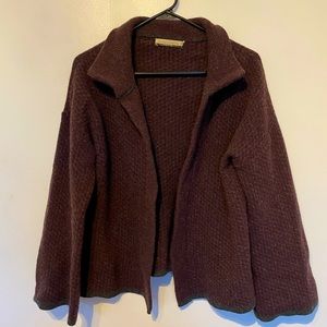 Italian Wool Cardigan - Beautiful red/grey pattern